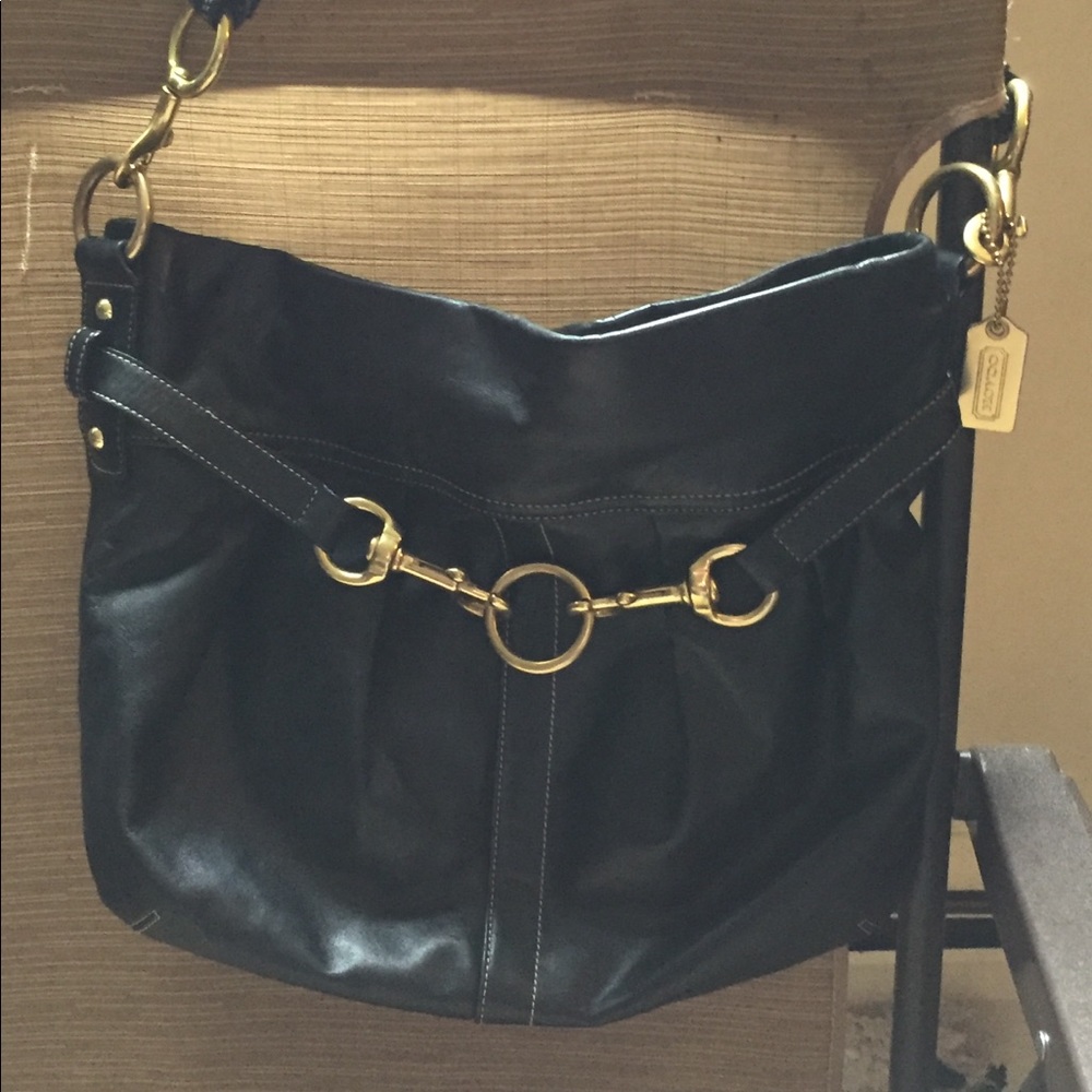 Coach black hamptons handbag purse